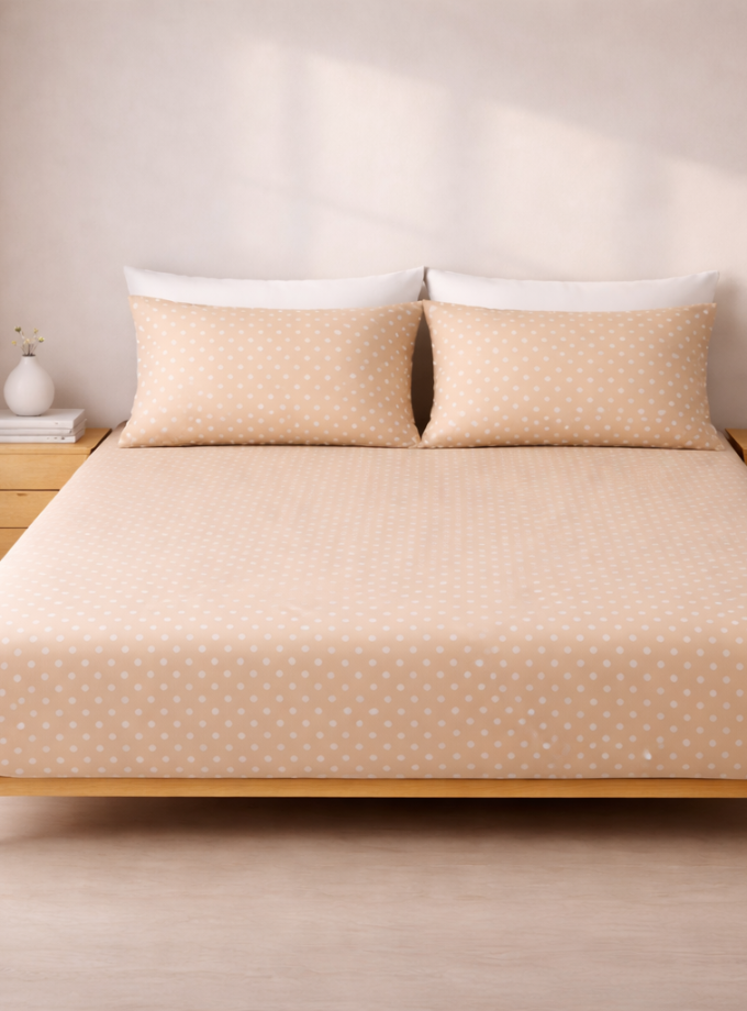 Σετ Σεντόνια με Λάστιχο 160x200+30 Cosmin Dot Elegance Beige