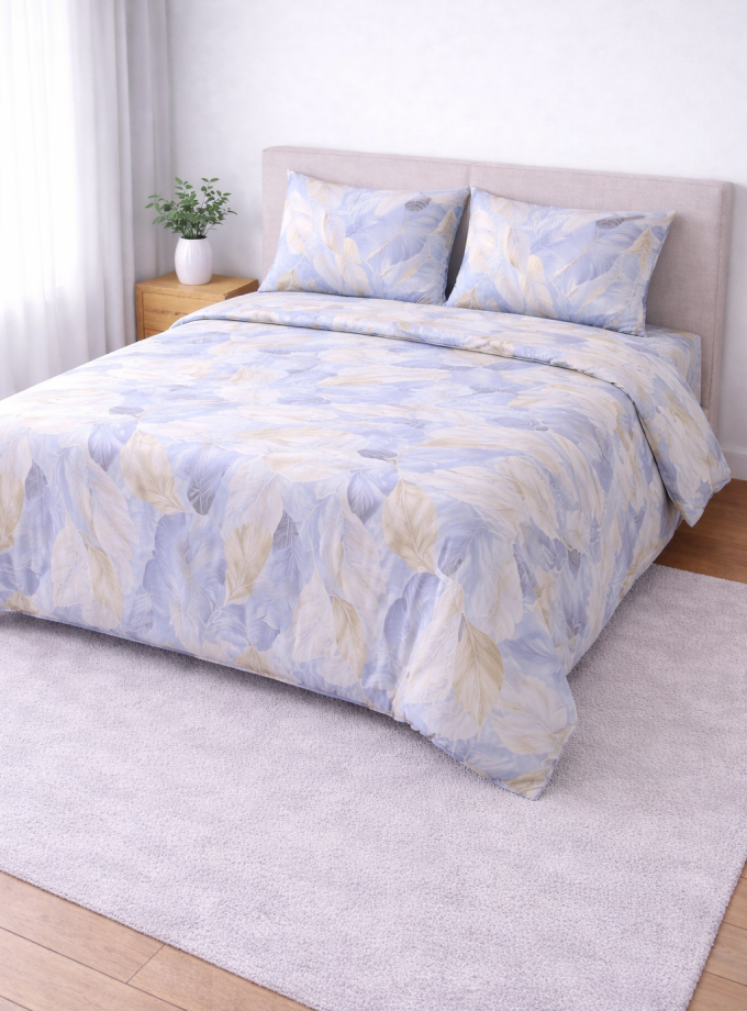 Σετ Παπλωματοθήκη Υπέρδιπλη 220x240 Cosmin SoftWave Flowers Blue
