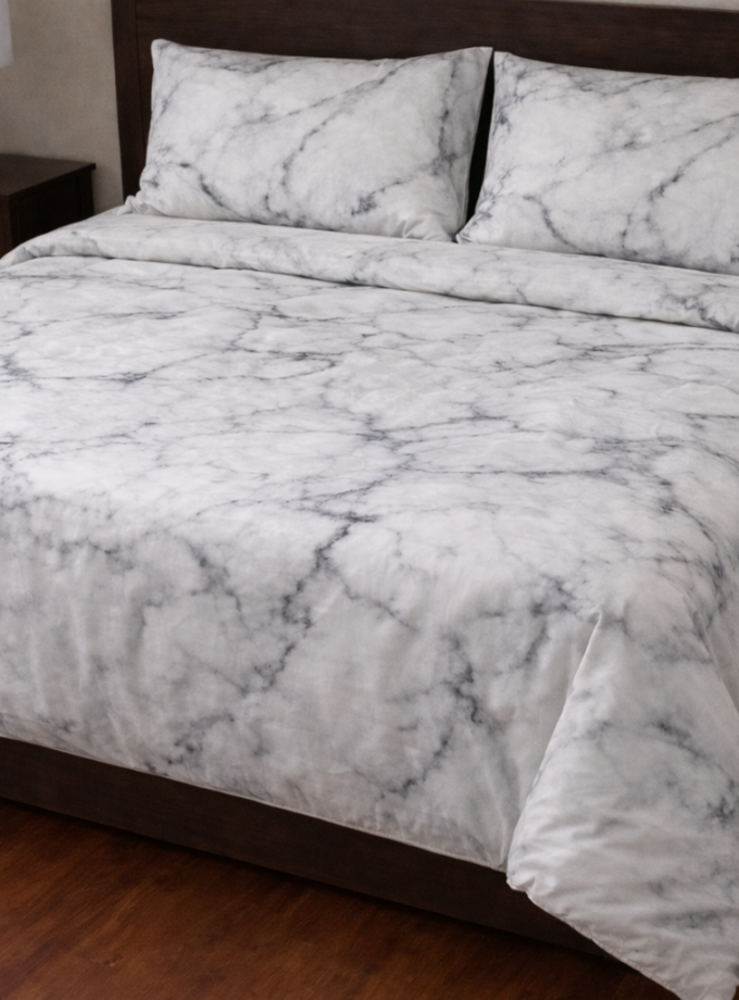 Σετ Παπλωματοθήκη Υπέρδιπλη 220x240 Cosmin Royal Marmaro White