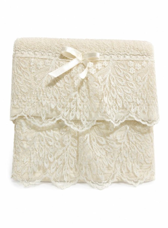 Σετ Πετσέτες 2 Τεμαχίων Cosmin Lace Ecrou Relief